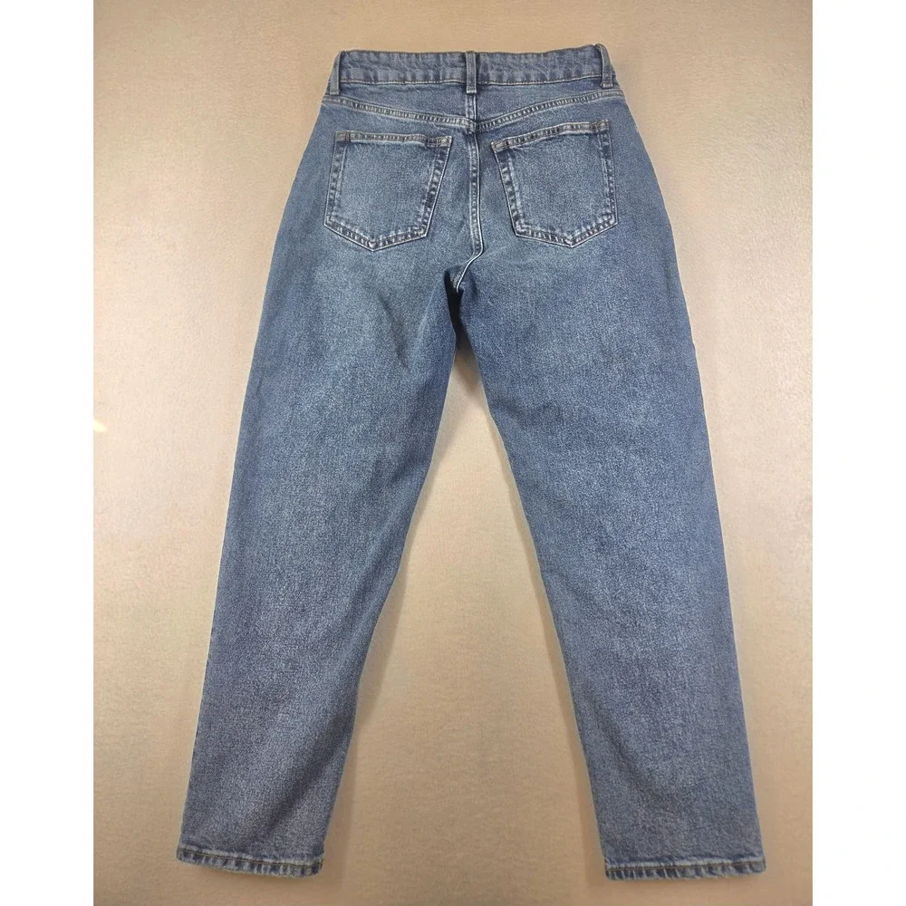 HM Womens High Waisted Mom Jeans Medium Wash Blue Tapered Leg Size 6